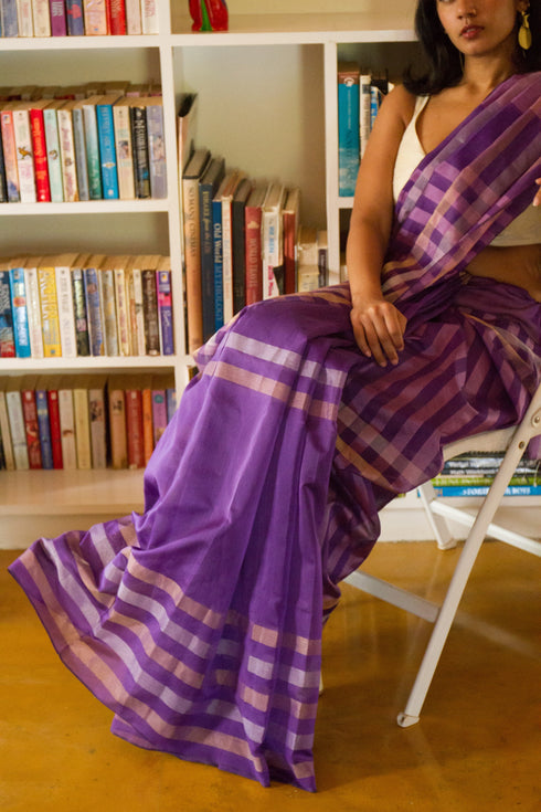 Handloom Purple Maheshwari Saree